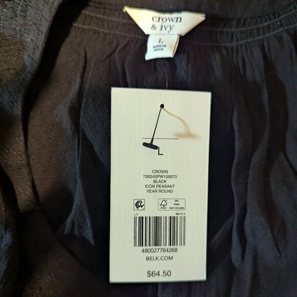 190. Large Black Crown and Ivy Top with tags - Picture 4 of 5